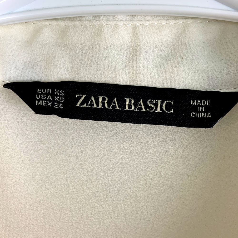 Zara Basic Sheer Eggshell Color Button Down Blous… - image 7
